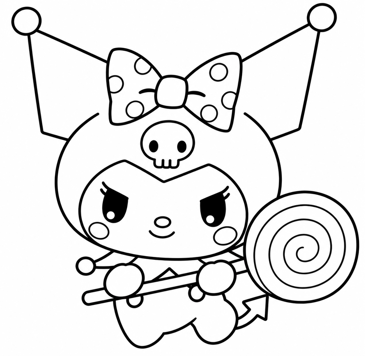 Kuromi mit lutscher ausmalbild zum Ausmalen