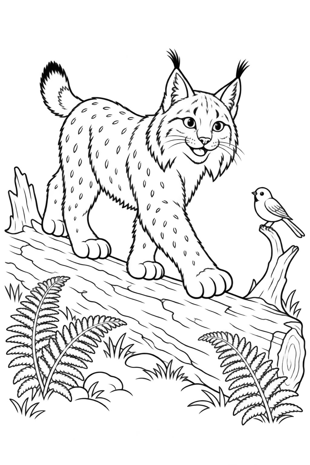 Luchs auf baumstamm ausmalbild zum Ausmalen
