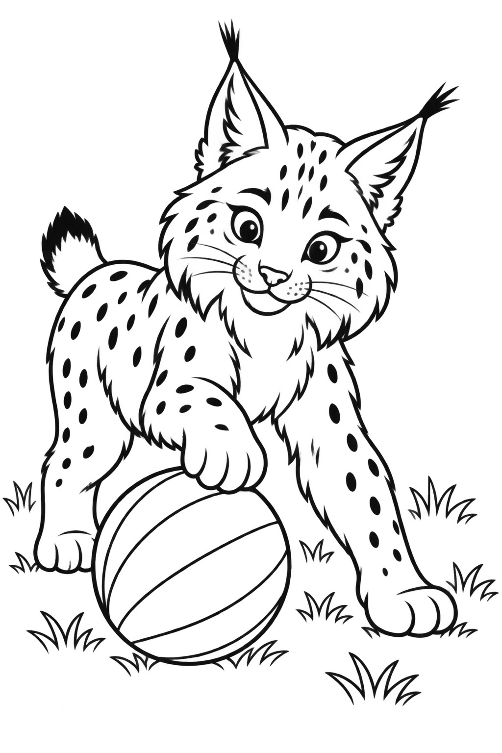 Luchs spielt ball ausmalbild zum Ausmalen