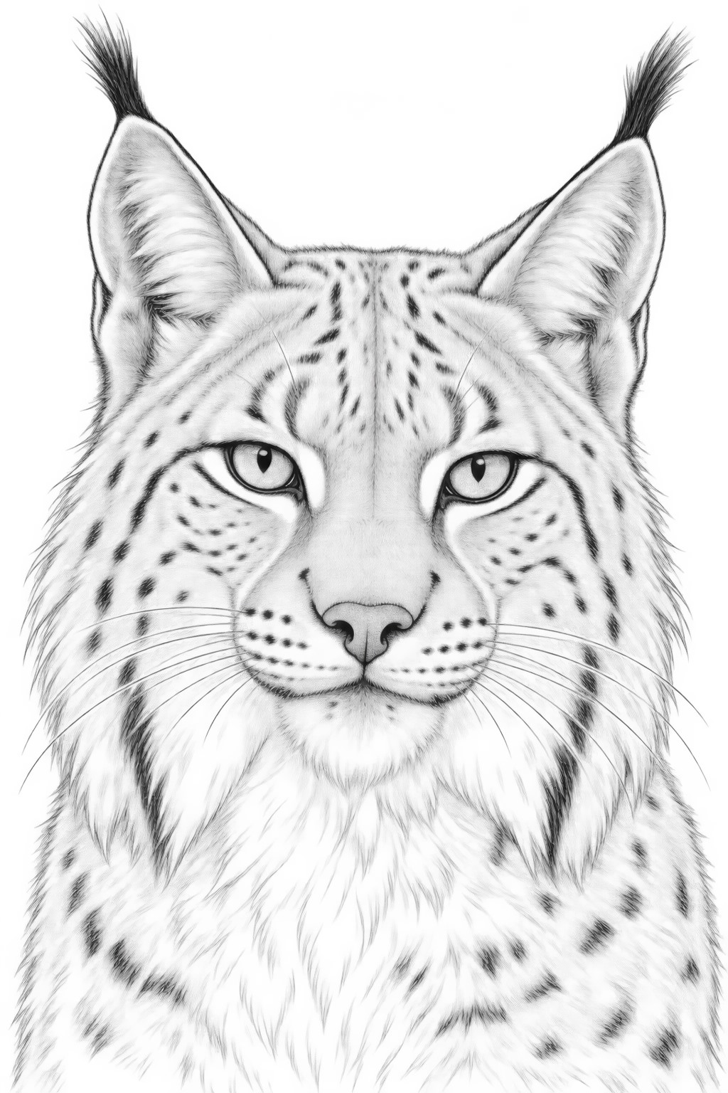 Realistisches luchs portraet ausmalbild zum Ausmalen