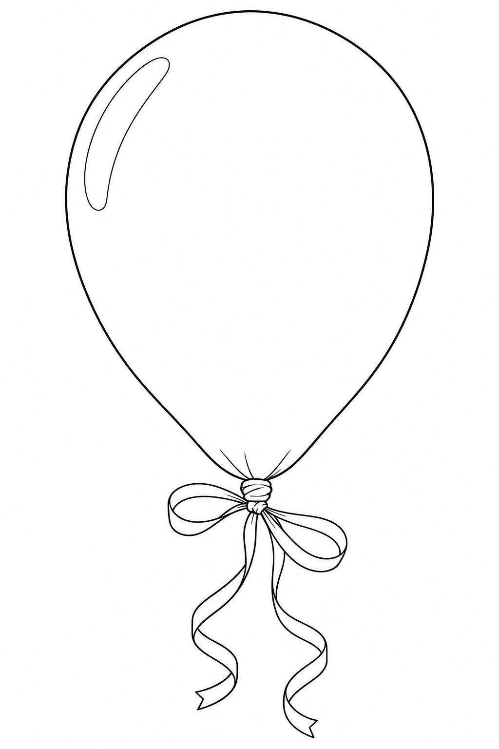 Luftballon realistisch mit schleife ausmalbild zum Ausmalen