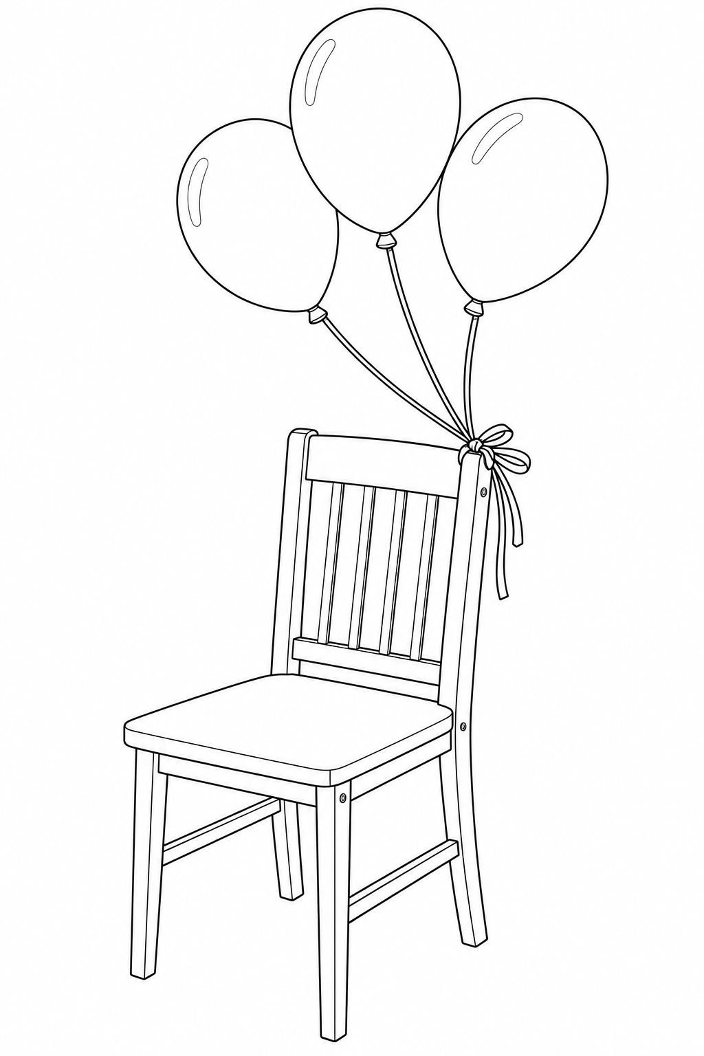 Luftballons realistisch am stuhl ausmalbild zum Ausmalen