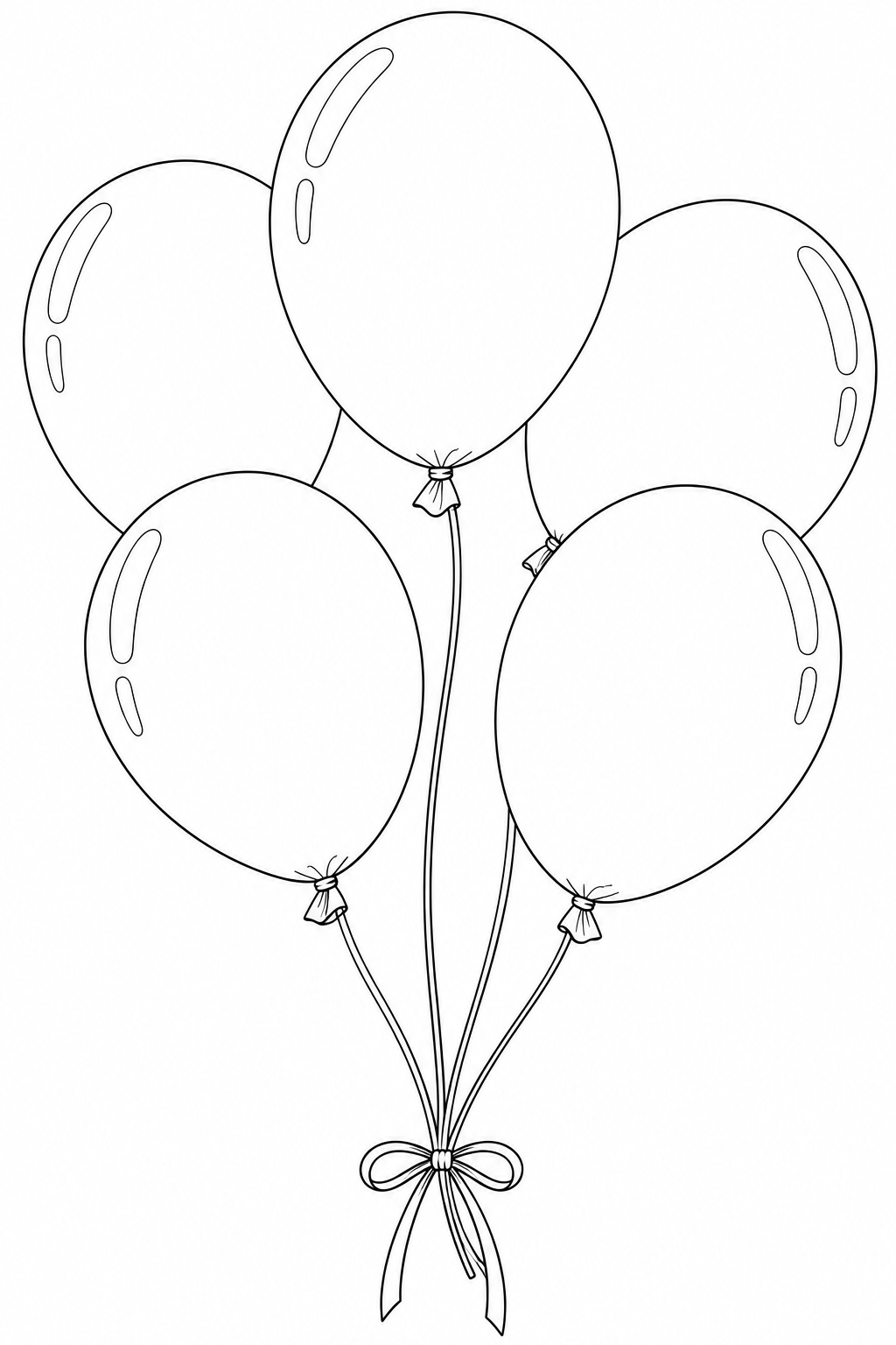 Luftballons realistisch im strauss ausmalbild zum Ausmalen