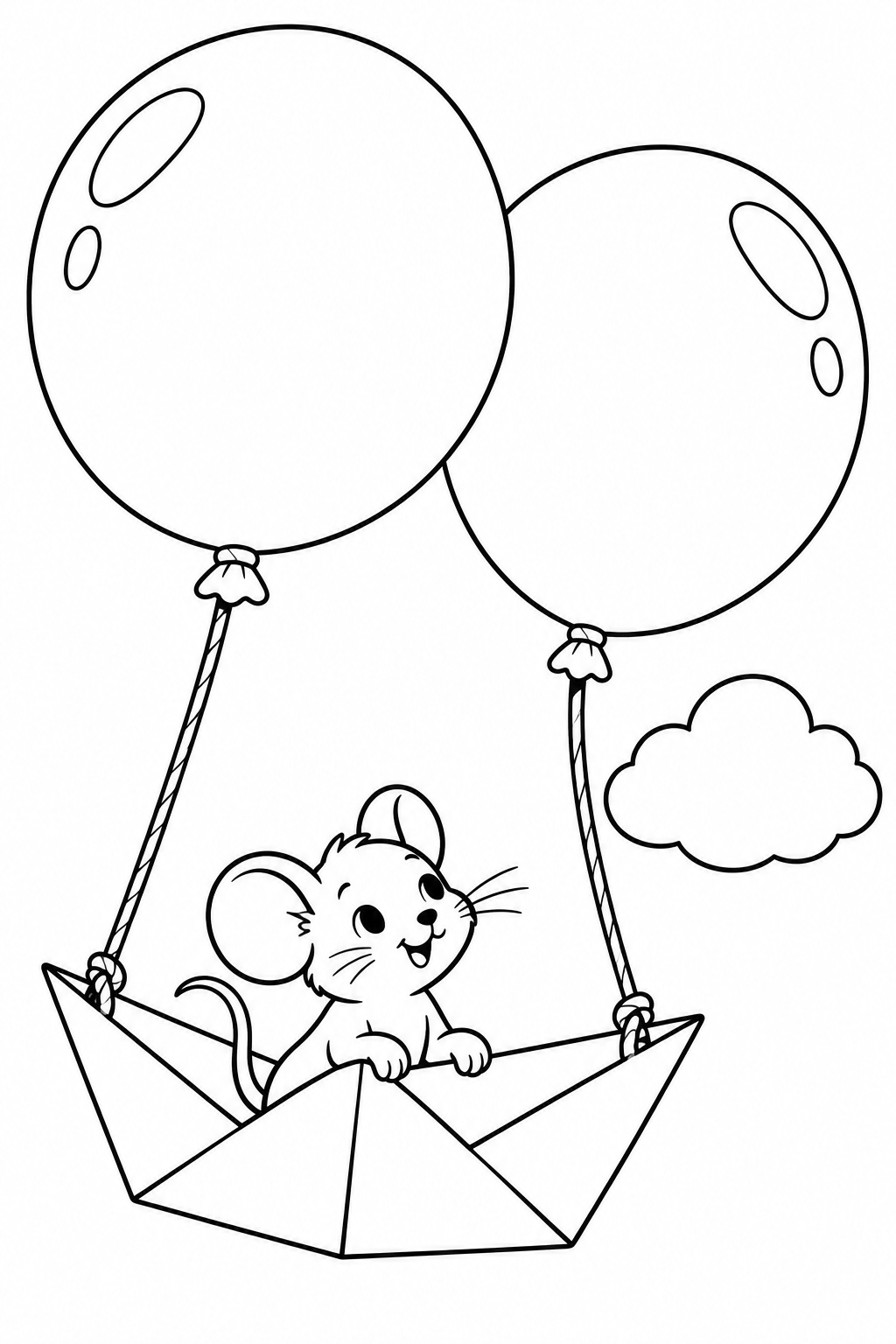 Maus im luftballonboot ausmalbild zum Ausmalen
