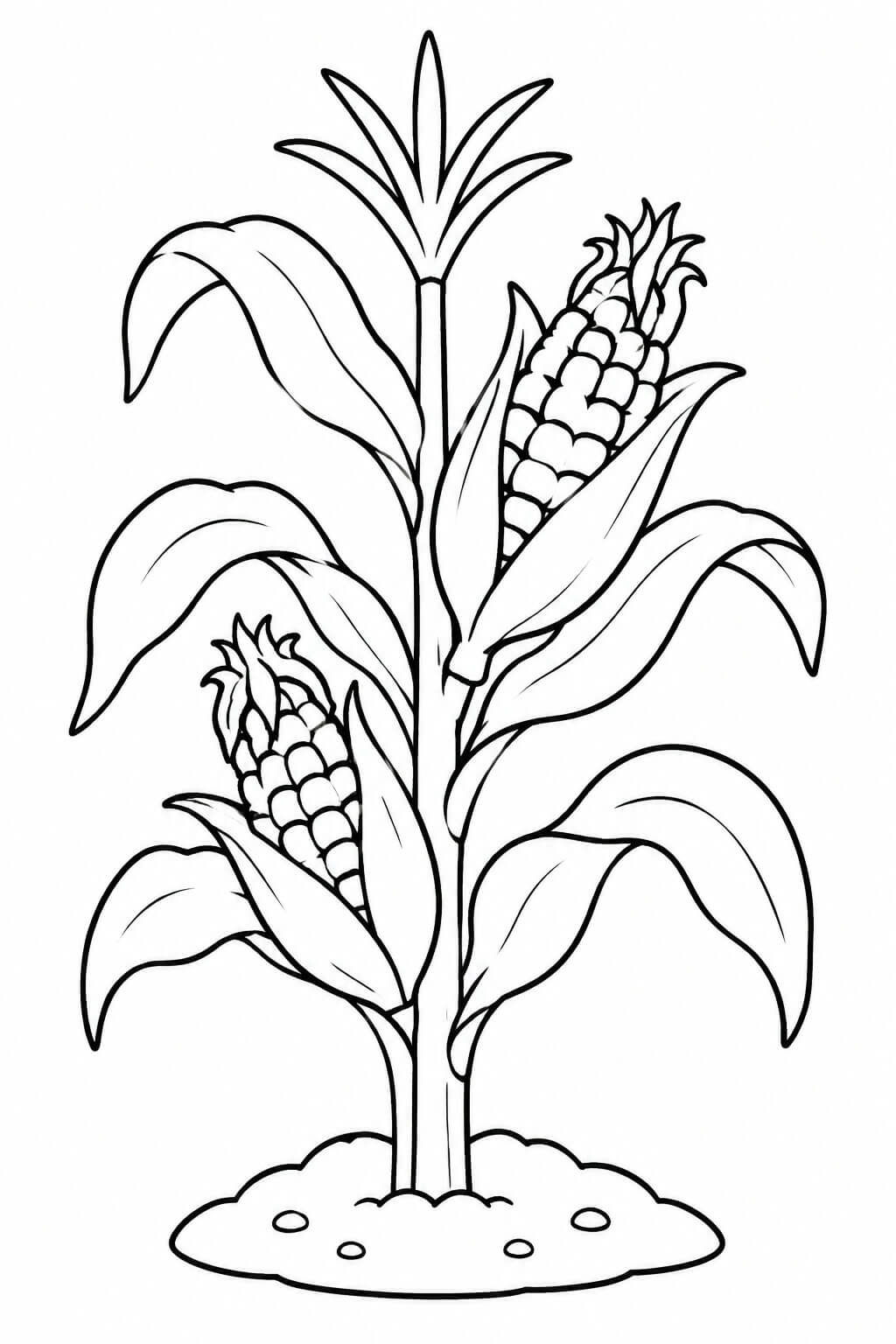 Einfache maispflanze ausmalbild zum Ausmalen