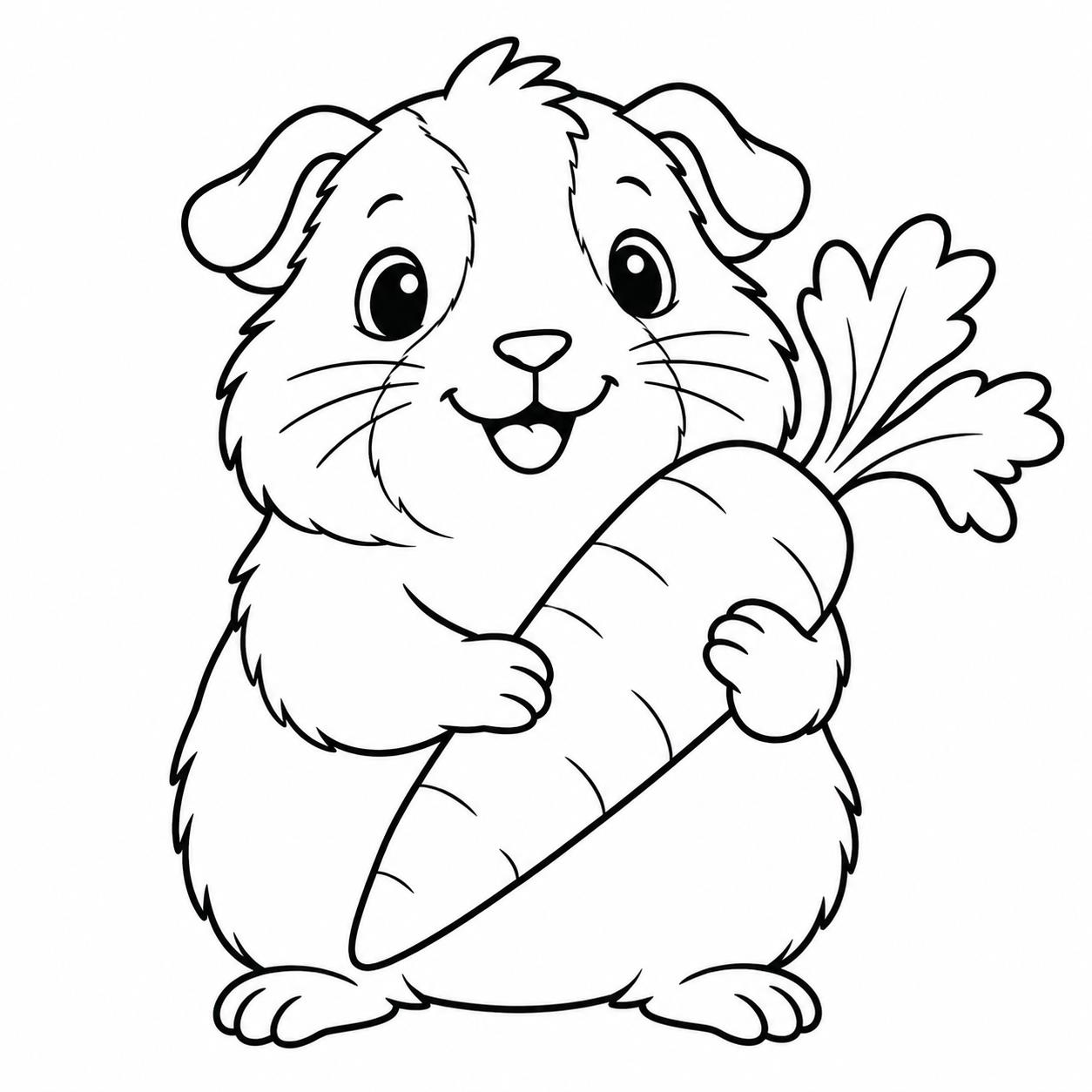 Meerschweinchen mit karotte ausmalbild zum Ausmalen