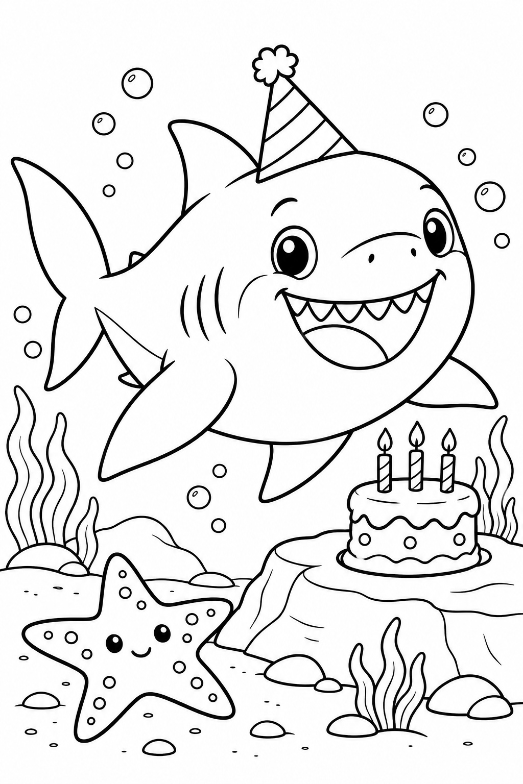 Megalodon beim geburtstag ausmalbild zum Ausmalen