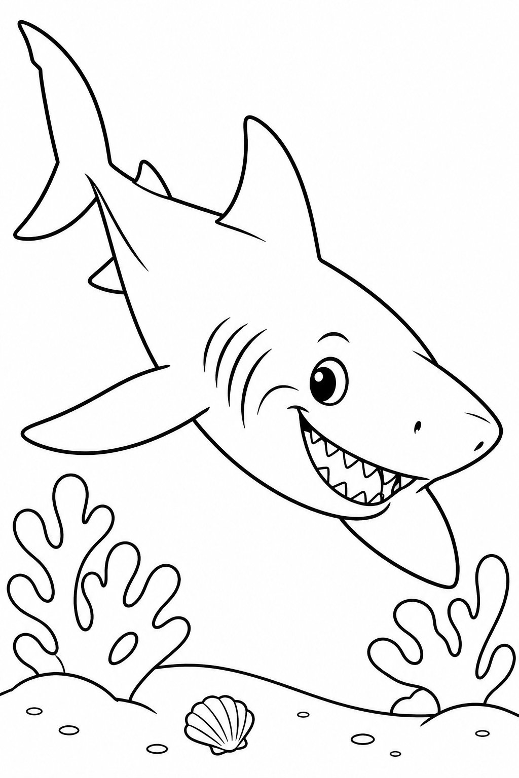 Megalodon im korallenriff ausmalbild zum Ausmalen