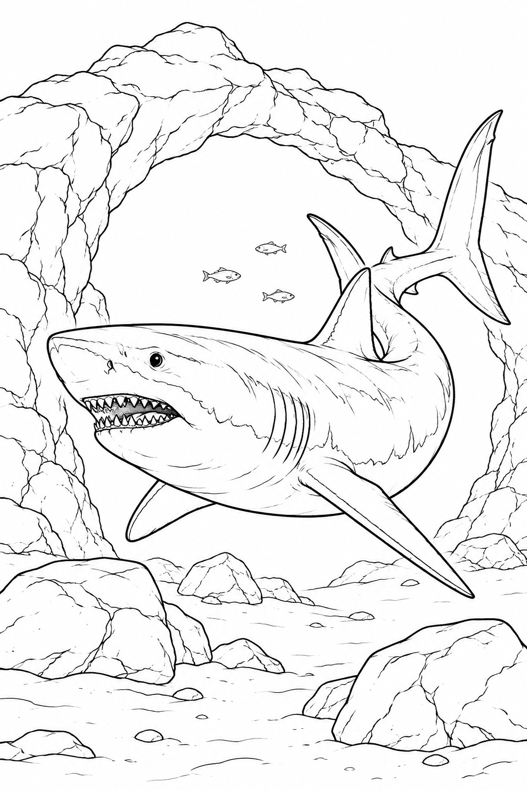 Megalodon in der tiefsee ausmalbild zum Ausmalen