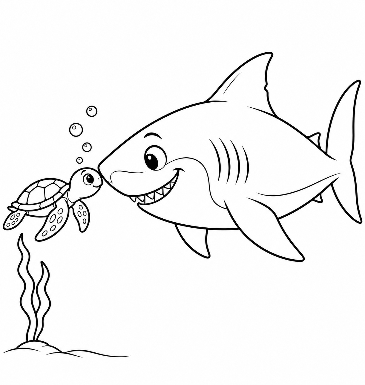 Megalodon mit schildkroete ausmalbild zum Ausmalen