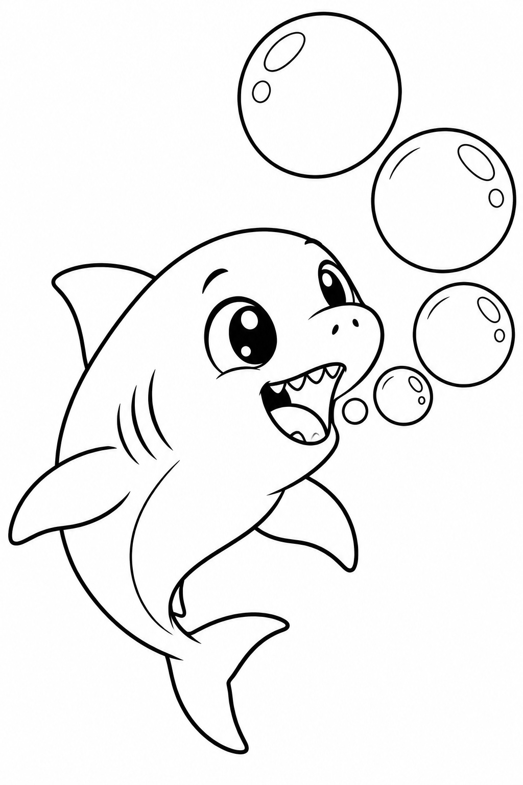 Megalodon mit seifenblasen ausmalbild zum Ausmalen