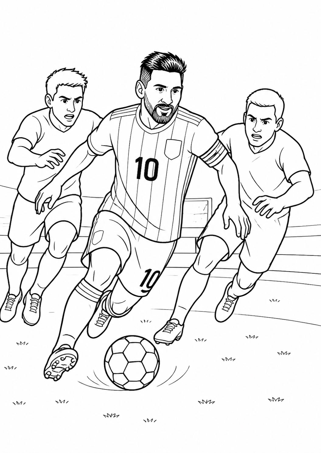 Messi beim dribbeln ausmalbild zum Ausmalen