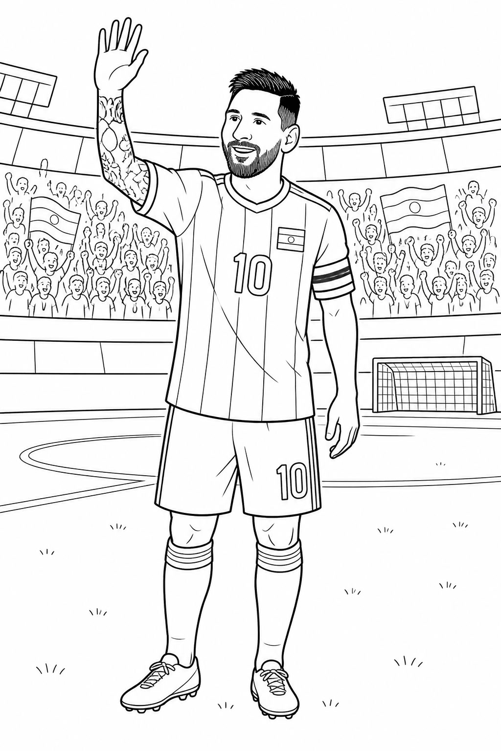 Messi im stadion ausmalbild zum Ausmalen