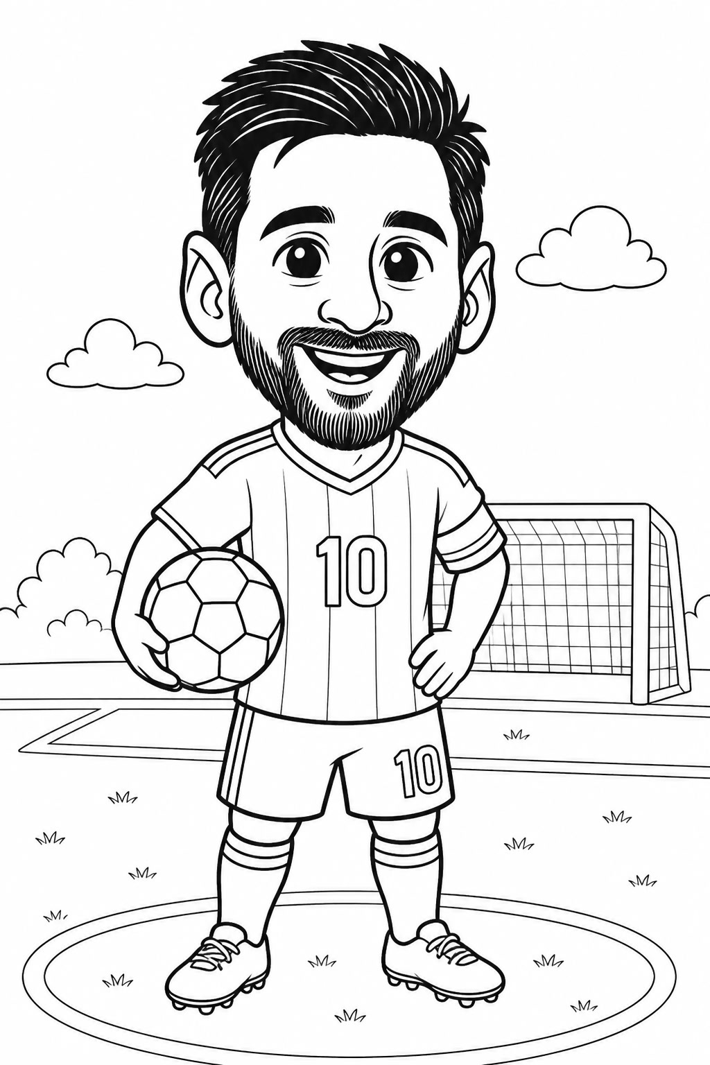 Messi karikatur ausmalbild zum Ausmalen