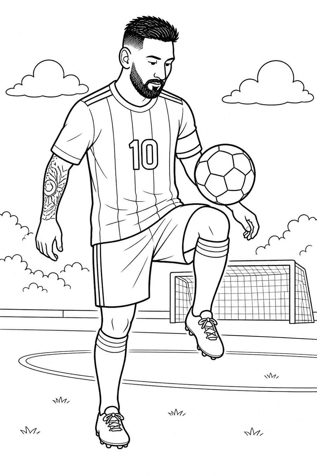 Messi mit ball ausmalbild zum Ausmalen
