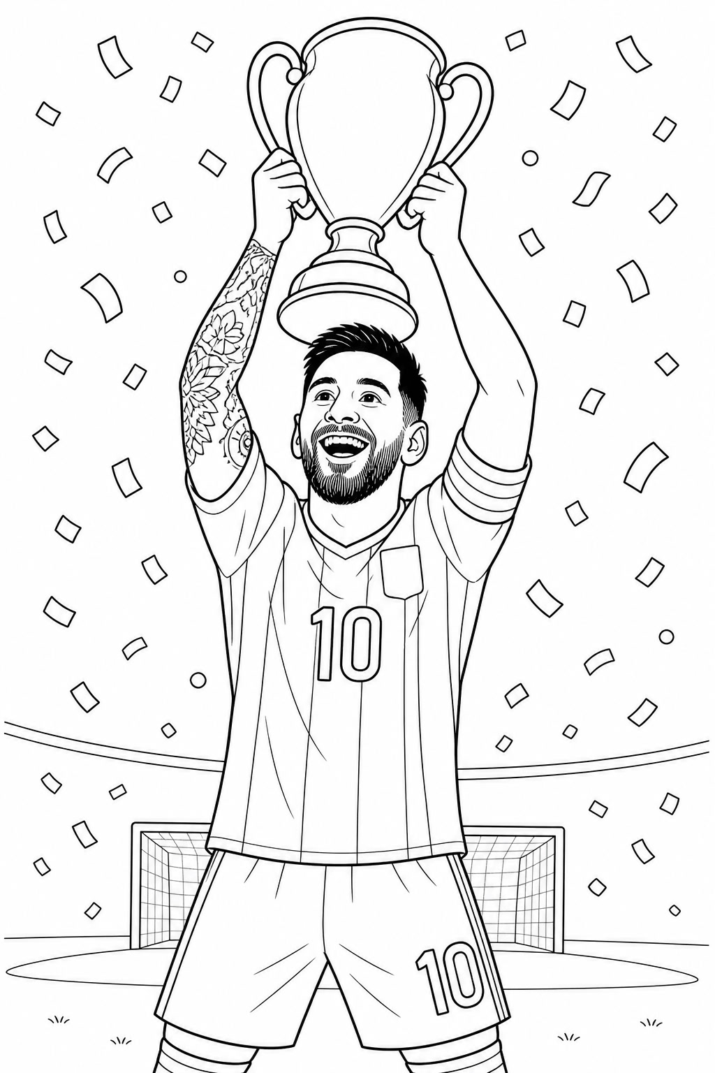 Messi mit dem pokal ausmalbild zum Ausmalen