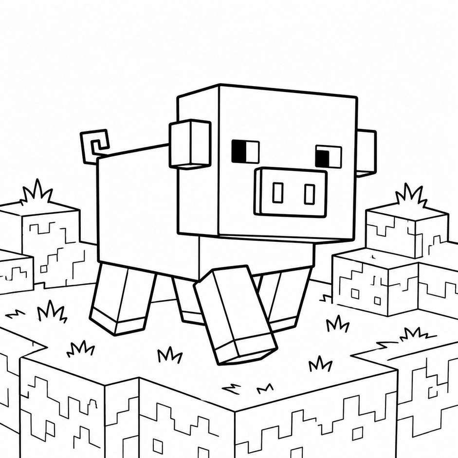 Minecraft schwein ausmalbild zum Ausmalen