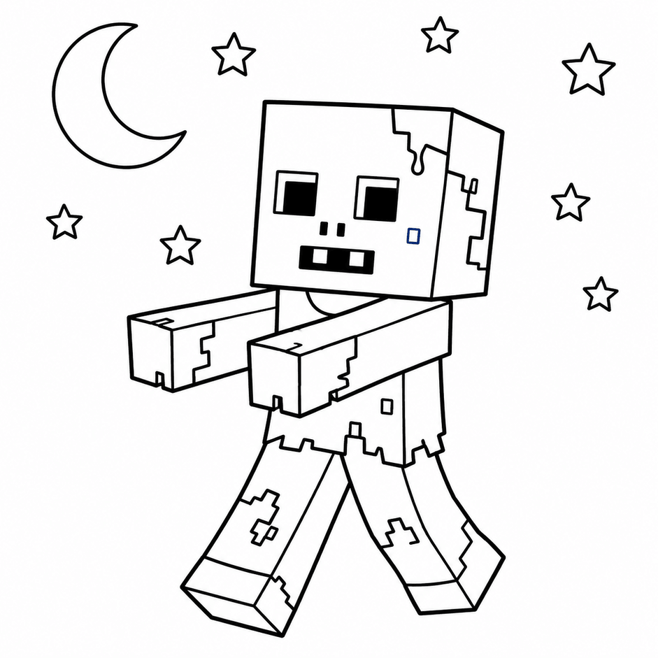 Minecraft zombie ausmalbild zum Ausmalen