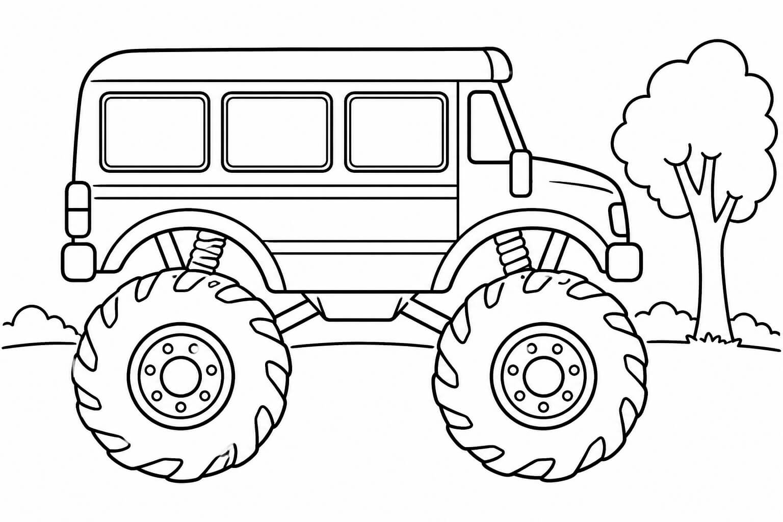 Monstertruck als schulbus ausmalbild zum Ausmalen