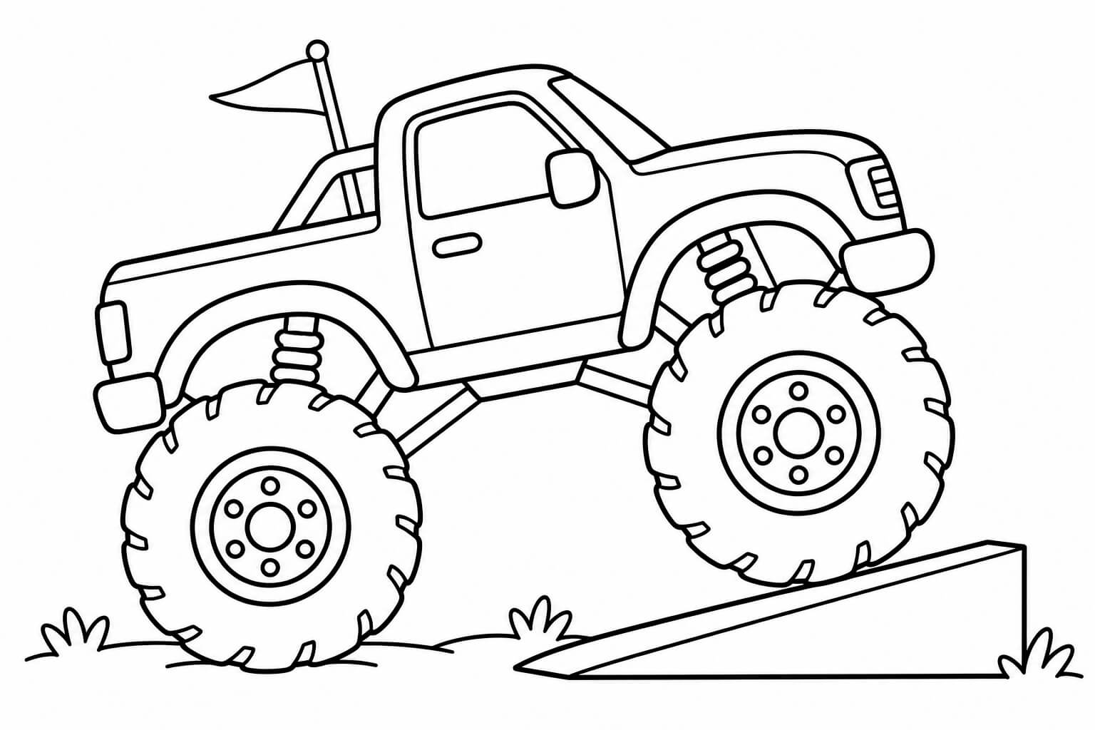 Monstertruck auf der rampe ausmalbild zum Ausmalen