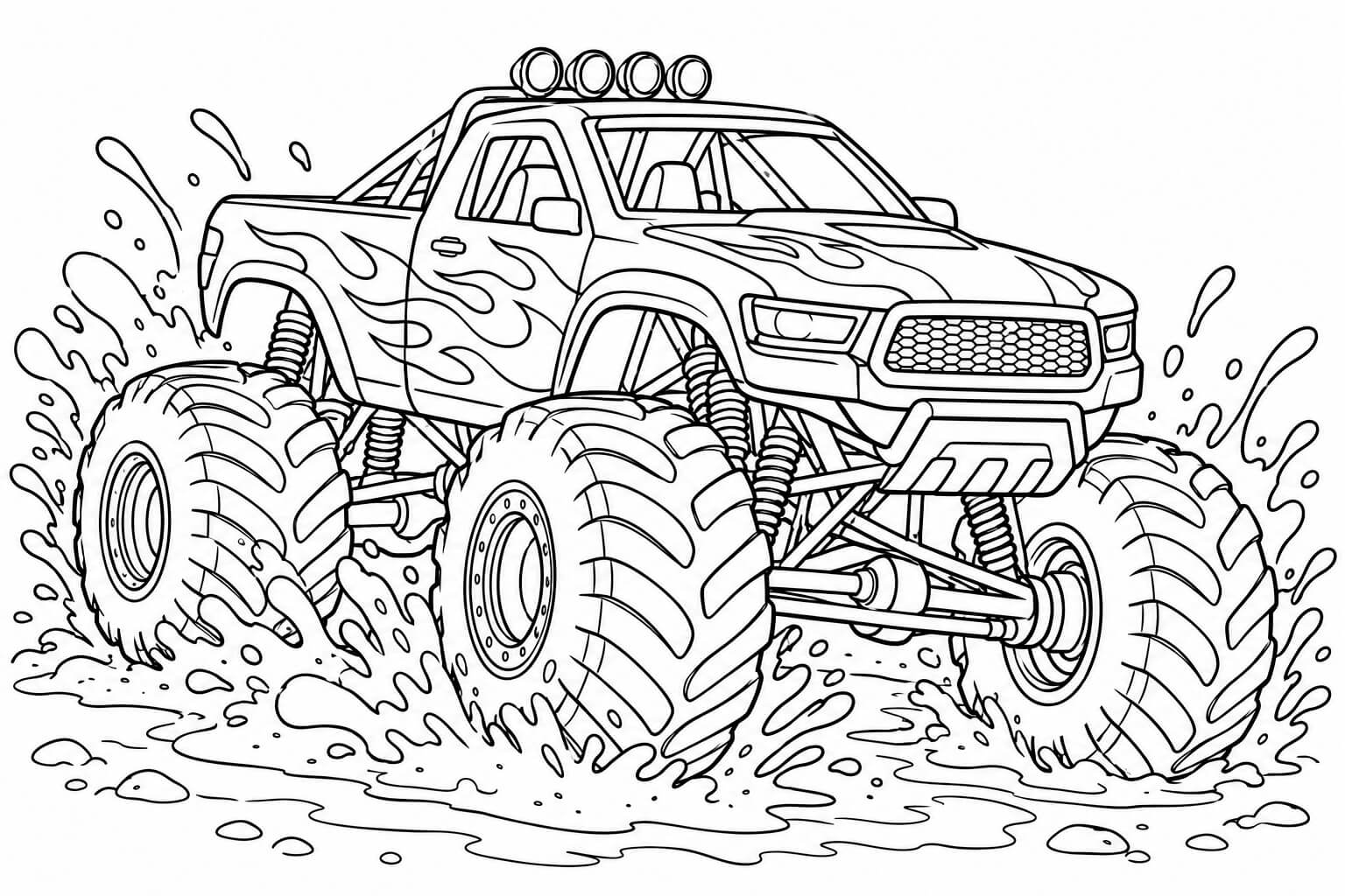 Monstertruck im schlamm ausmalbild zum Ausmalen