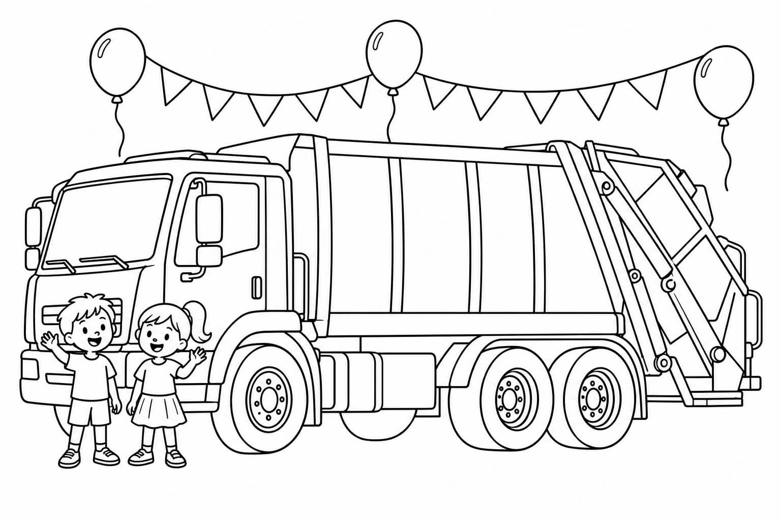 Muellauto beim kinderfest ausmalbild zum Ausmalen