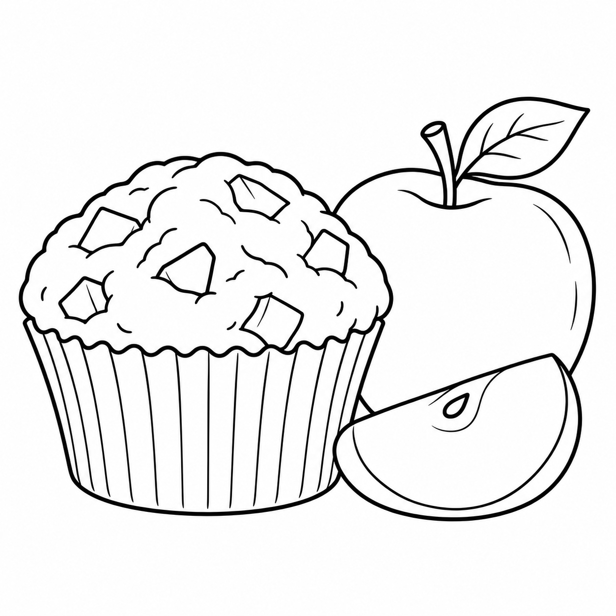 Apfelmuffin mit apfel ausmalbild zum Ausmalen