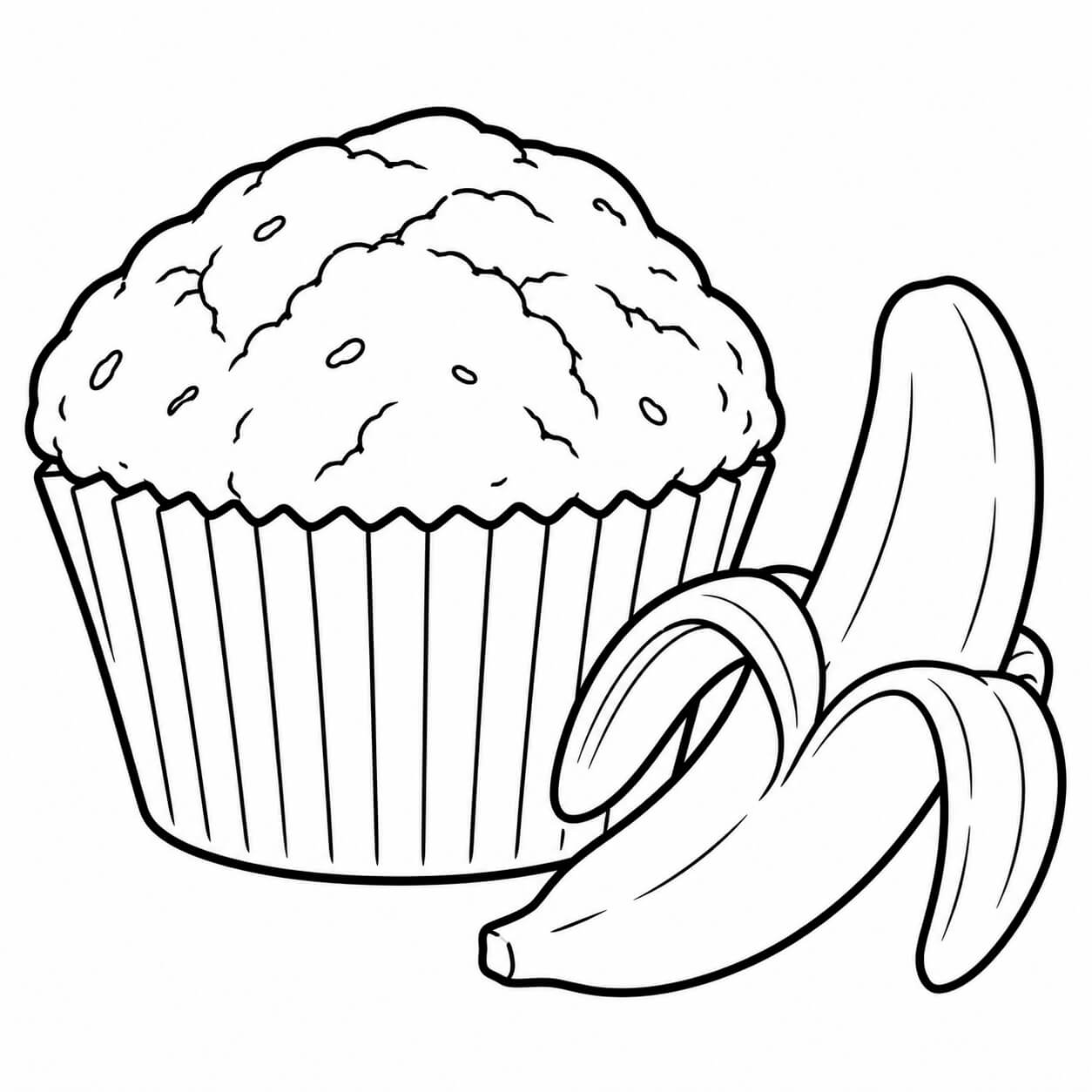 Bananenmuffin mit banane ausmalbild zum Ausmalen