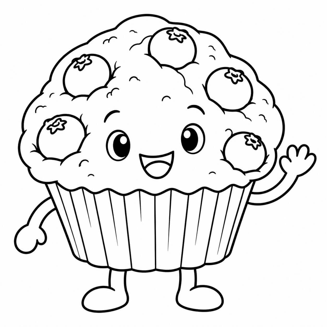 Laechelnder blaubeermuffin ausmalbild zum Ausmalen