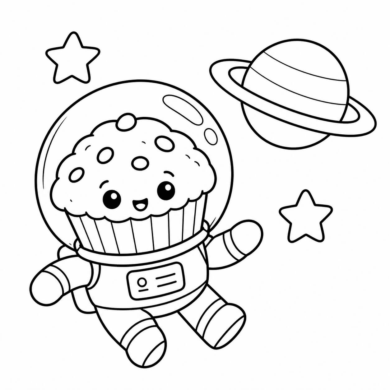 Muffin als astronaut ausmalbild zum Ausmalen