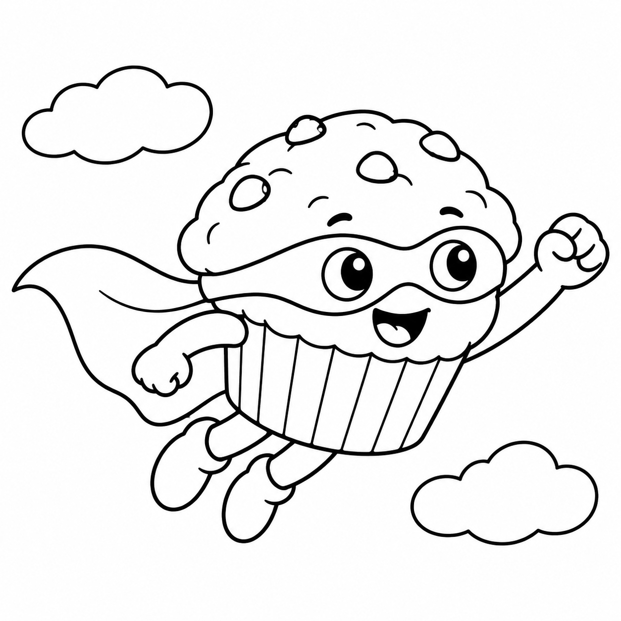 Muffin als superheld ausmalbild zum Ausmalen