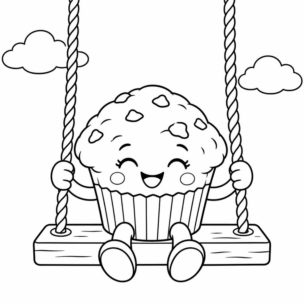 Muffin auf schaukel ausmalbild zum Ausmalen