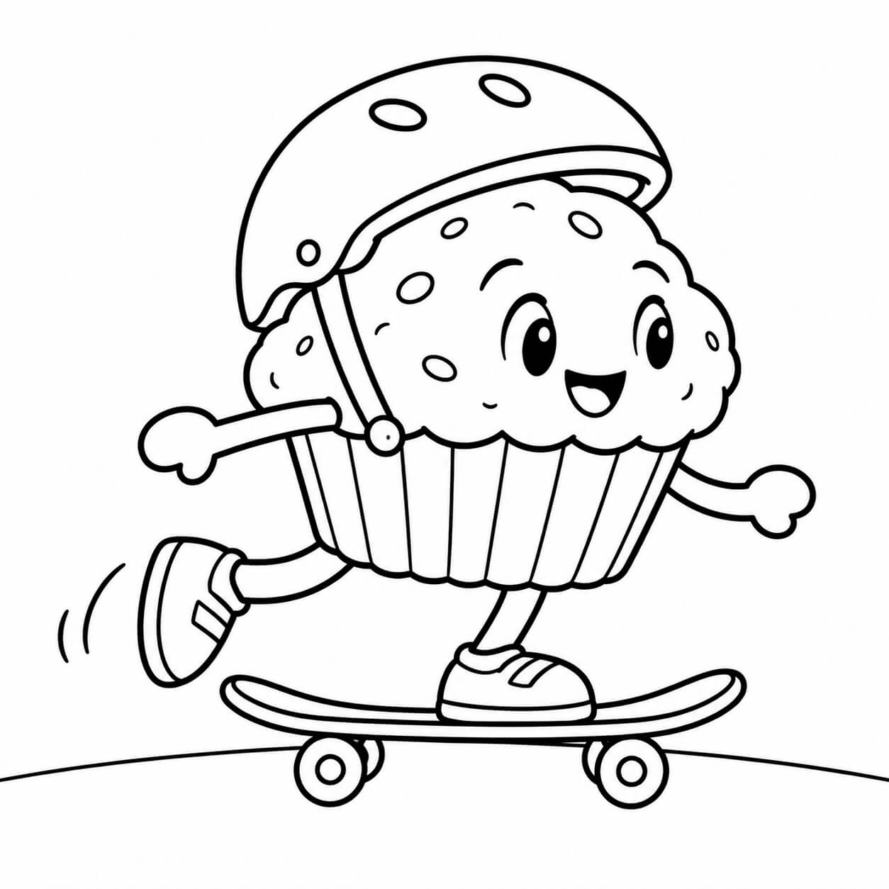 Muffin auf skateboard ausmalbild zum Ausmalen