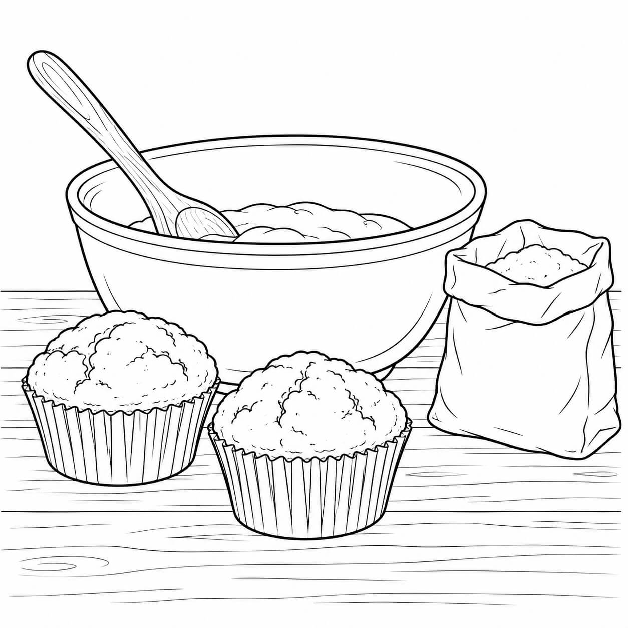 Muffin beim backen ausmalbild zum Ausmalen