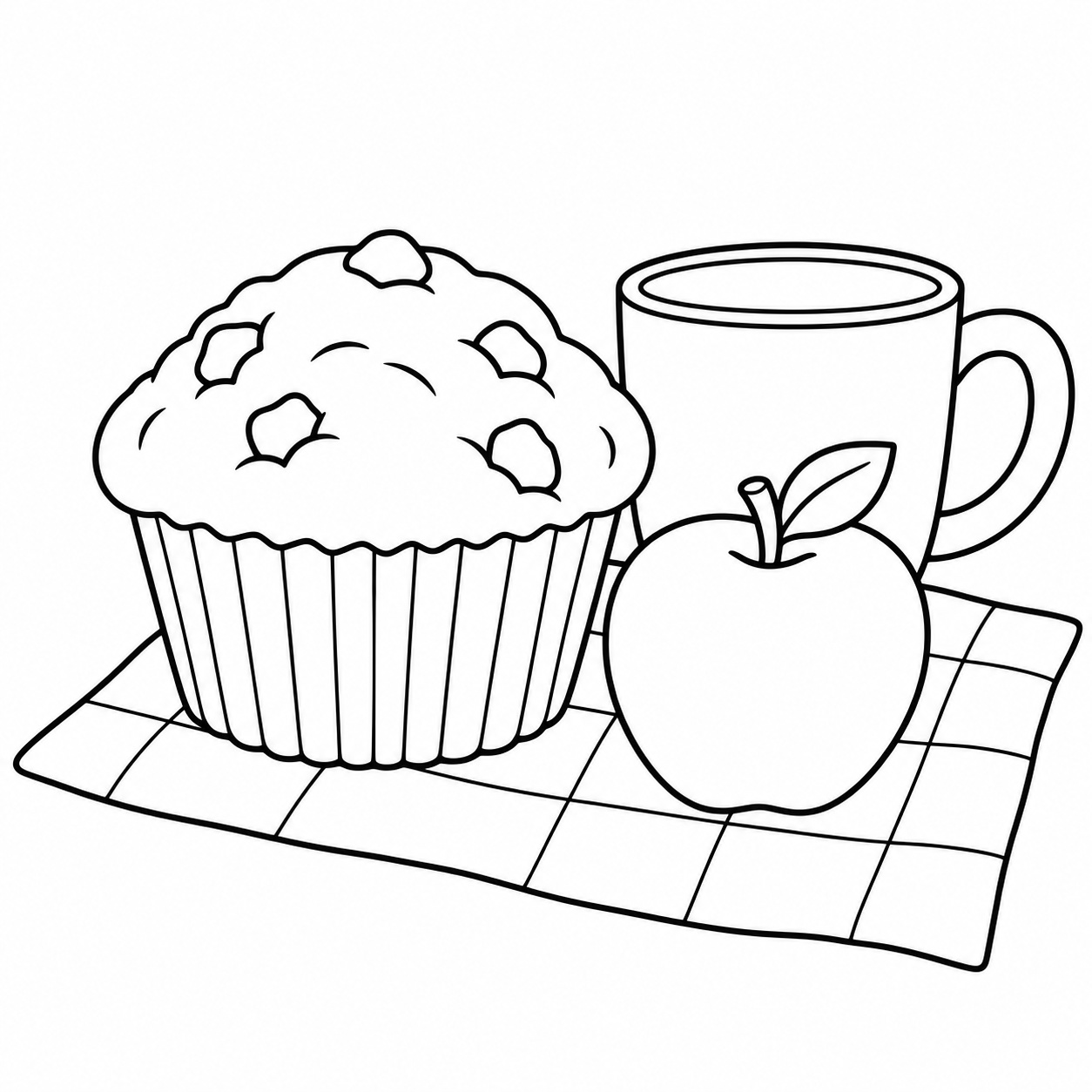 Muffin beim picknick ausmalbild zum Ausmalen
