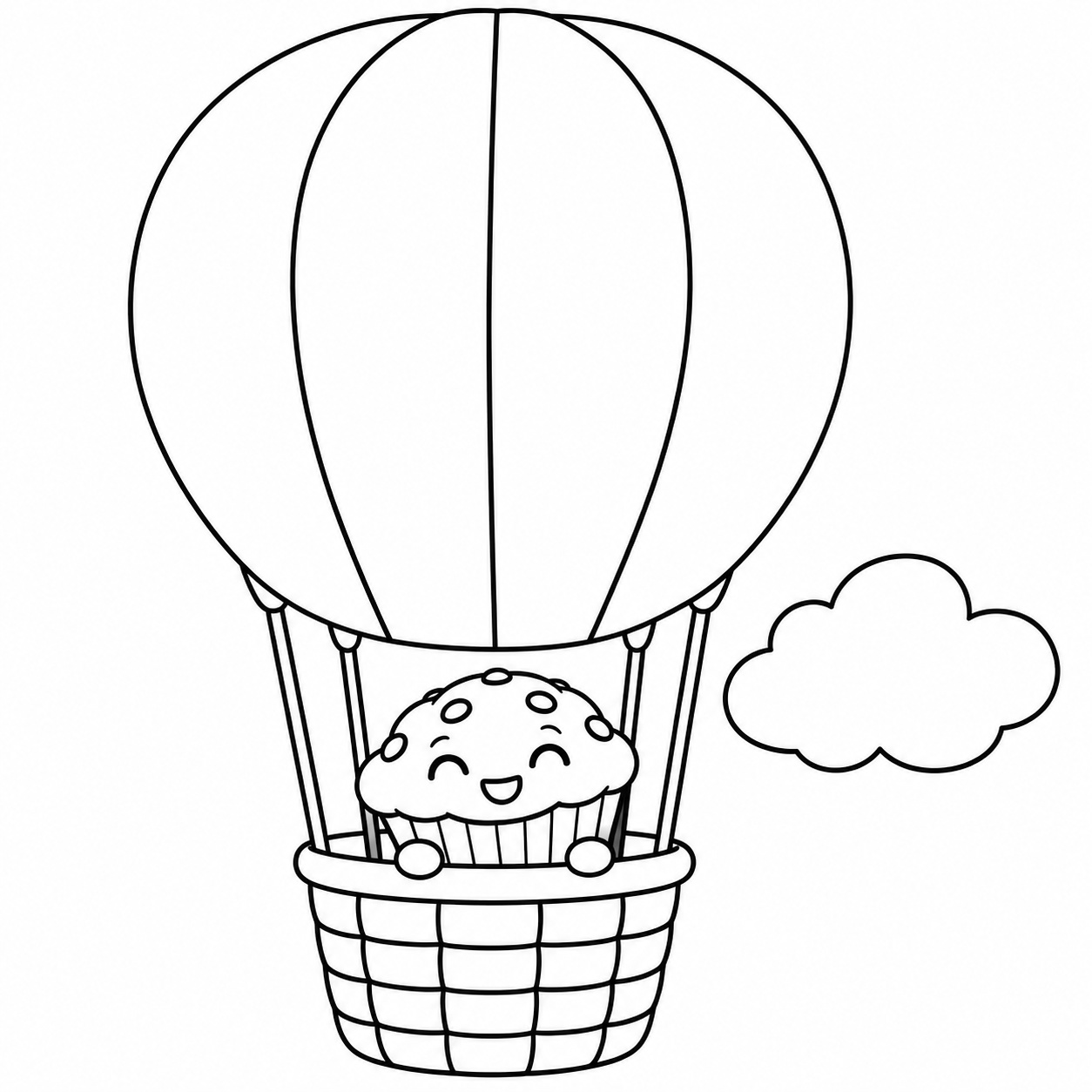 Muffin im heissluftballon ausmalbild zum Ausmalen