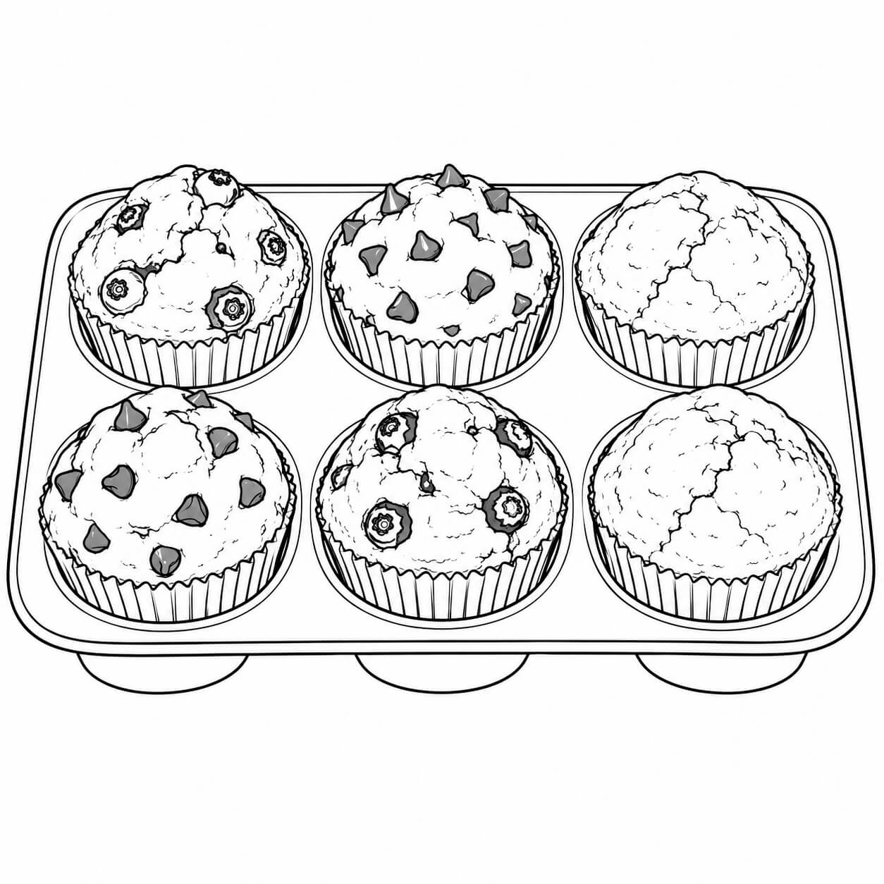 Muffins in backform ausmalbild zum Ausmalen
