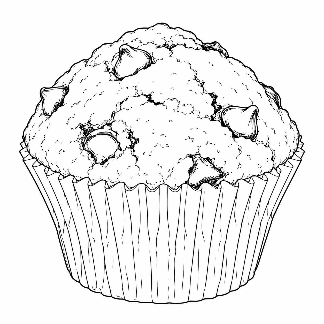 Schokoladenmuffin realistisch ausmalbild zum Ausmalen