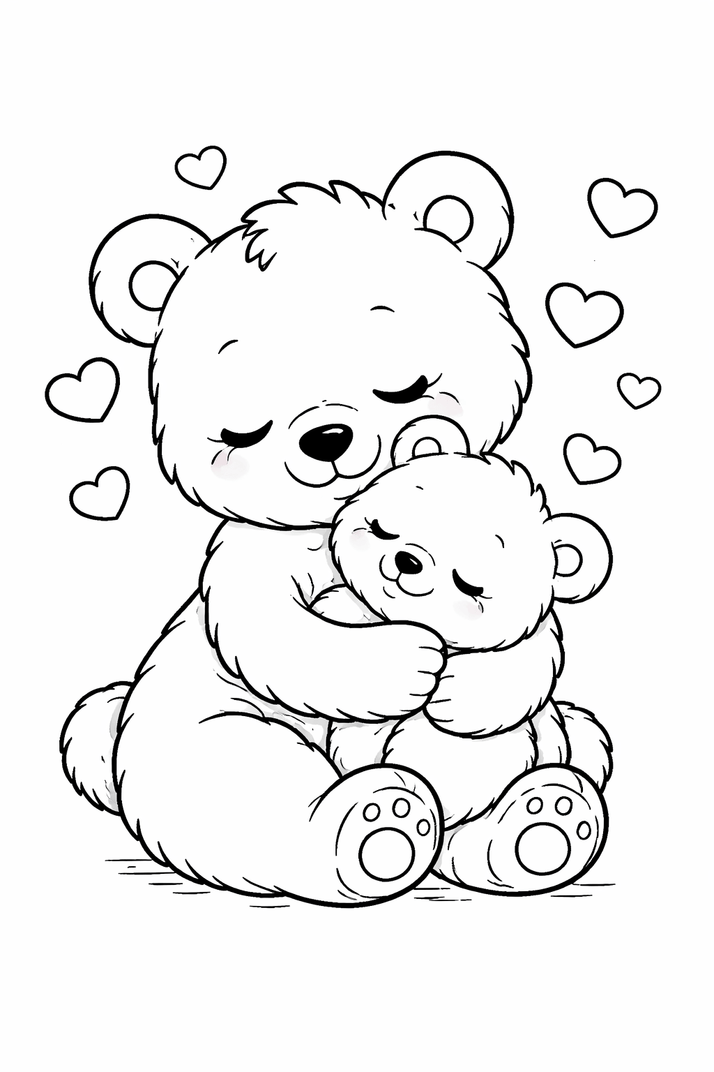 Baerenmutter und junges ausmalbild zum Ausmalen