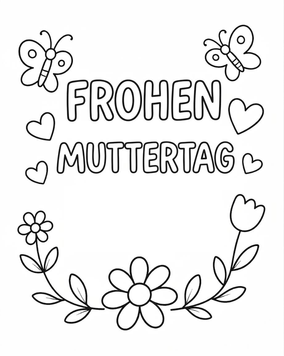 Froher muttertag ausmalbild zum Ausmalen