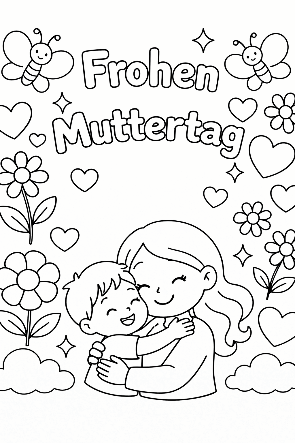Muttertag kinder ausmalbild zum Ausmalen