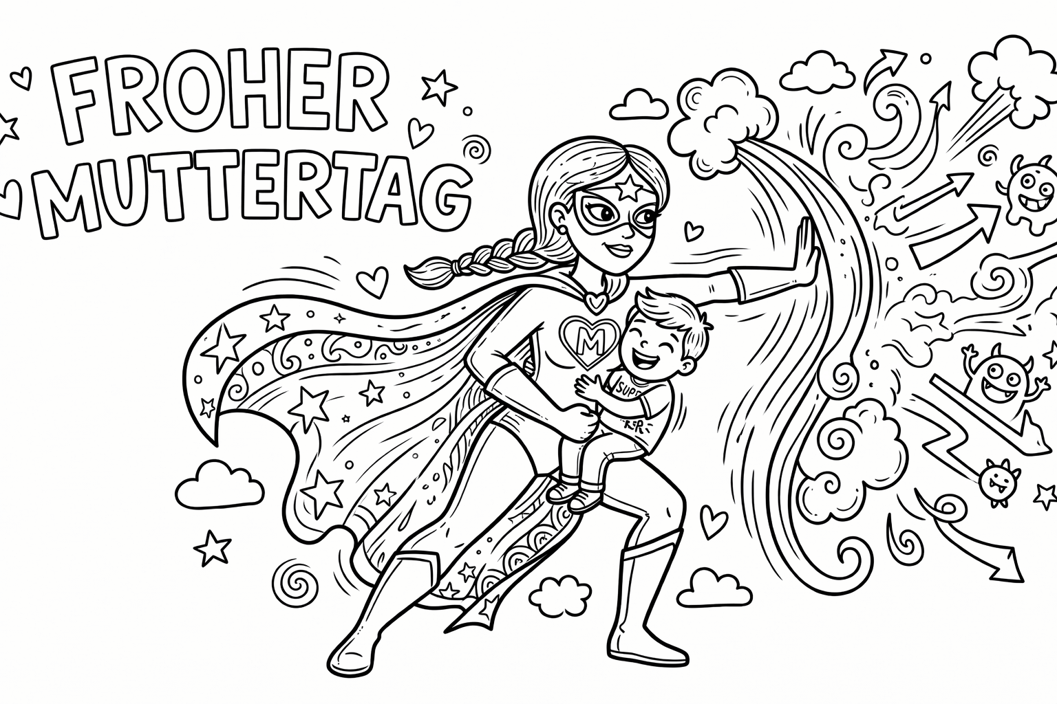 Superhelden mutter muttertag ausmalbild zum Ausmalen