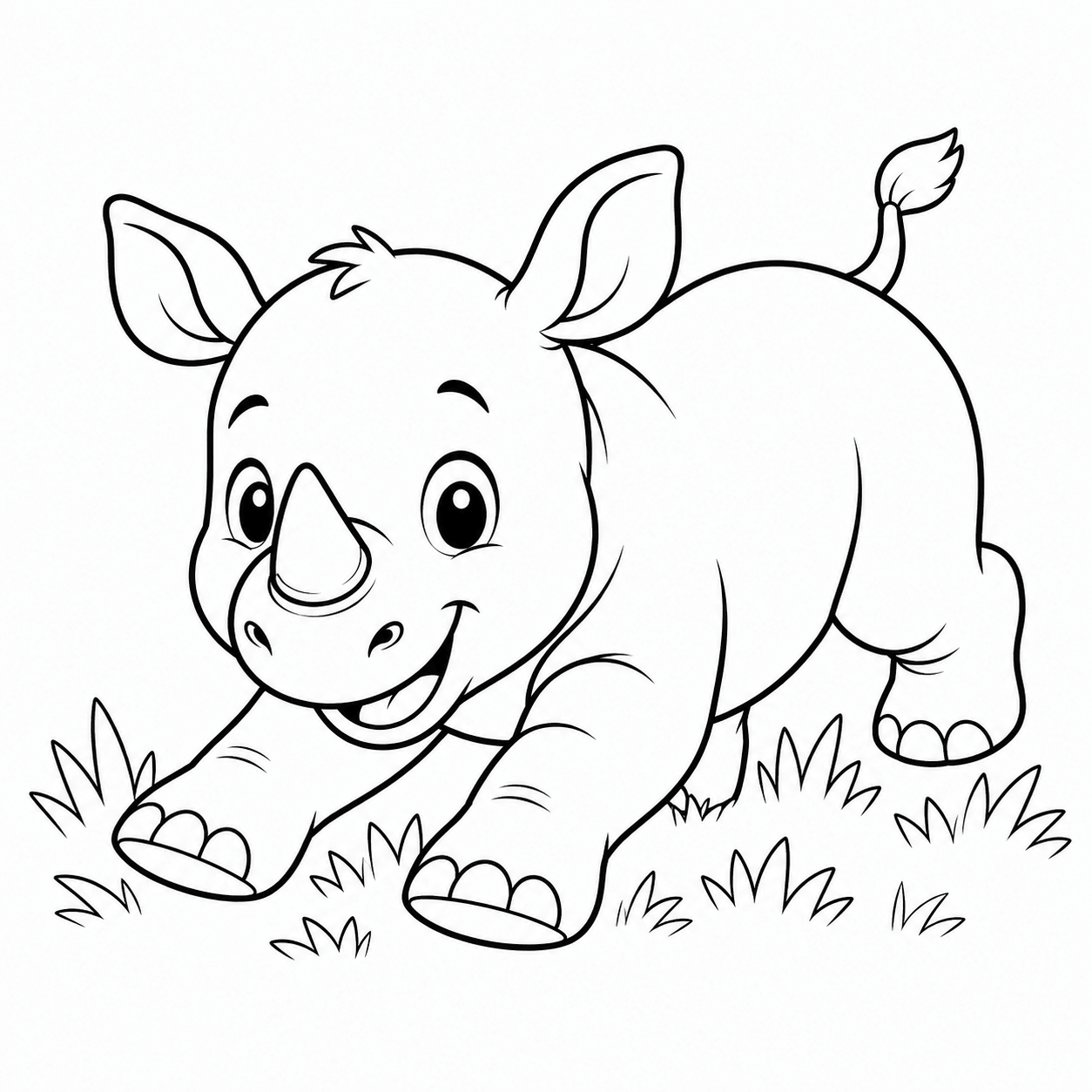 Spielendes nashorn ausmalbild zum Ausmalen