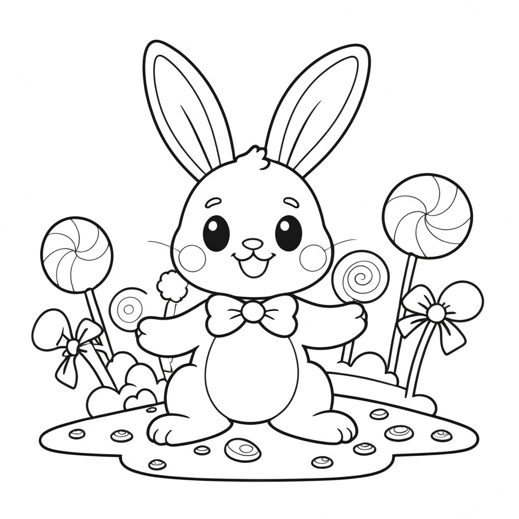 Osterhasenbaby im suessigkeitenland ausmalbild zum Ausmalen