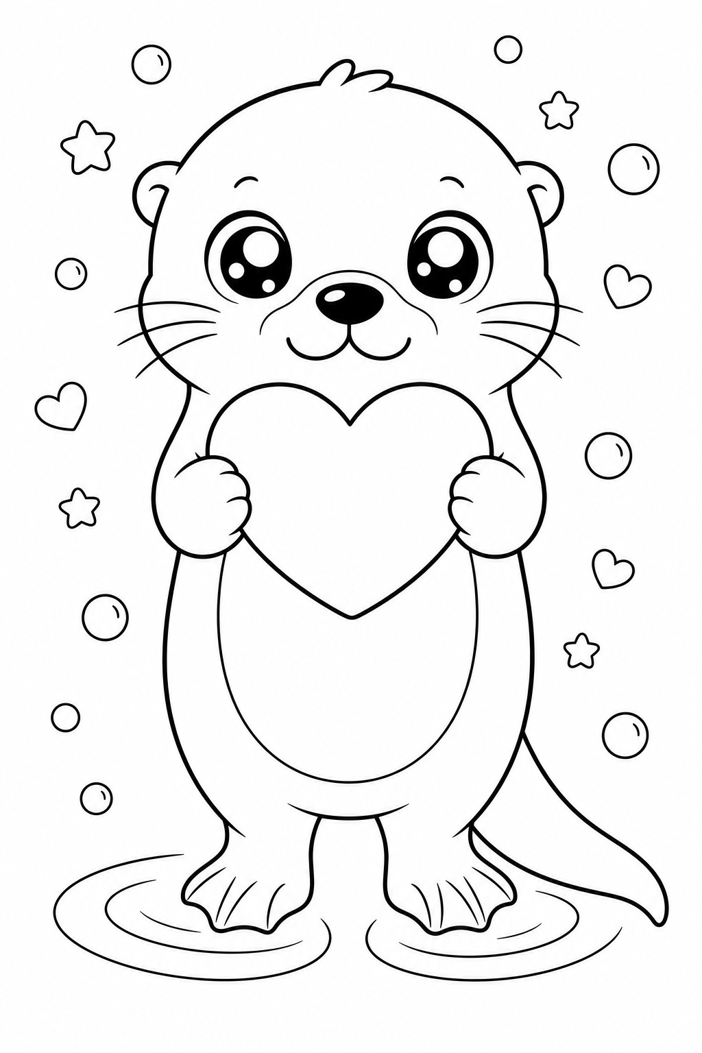 Kawaii otter ausmalbild zum Ausmalen