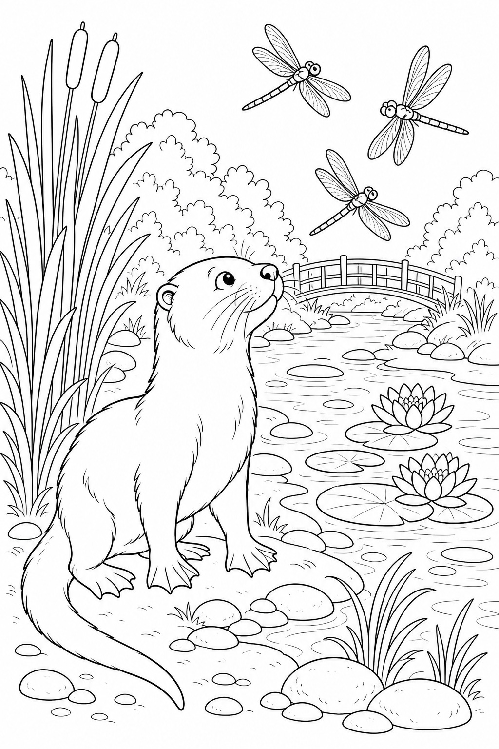 Otter am fluss ausmalbild zum Ausmalen