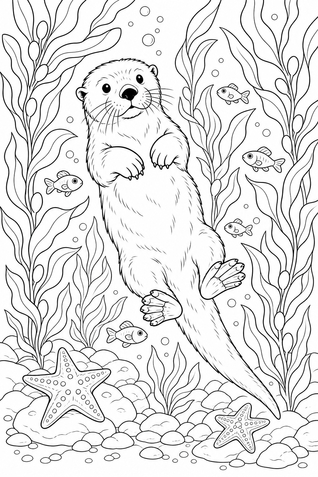 Otter im seetangwald ausmalbild zum Ausmalen