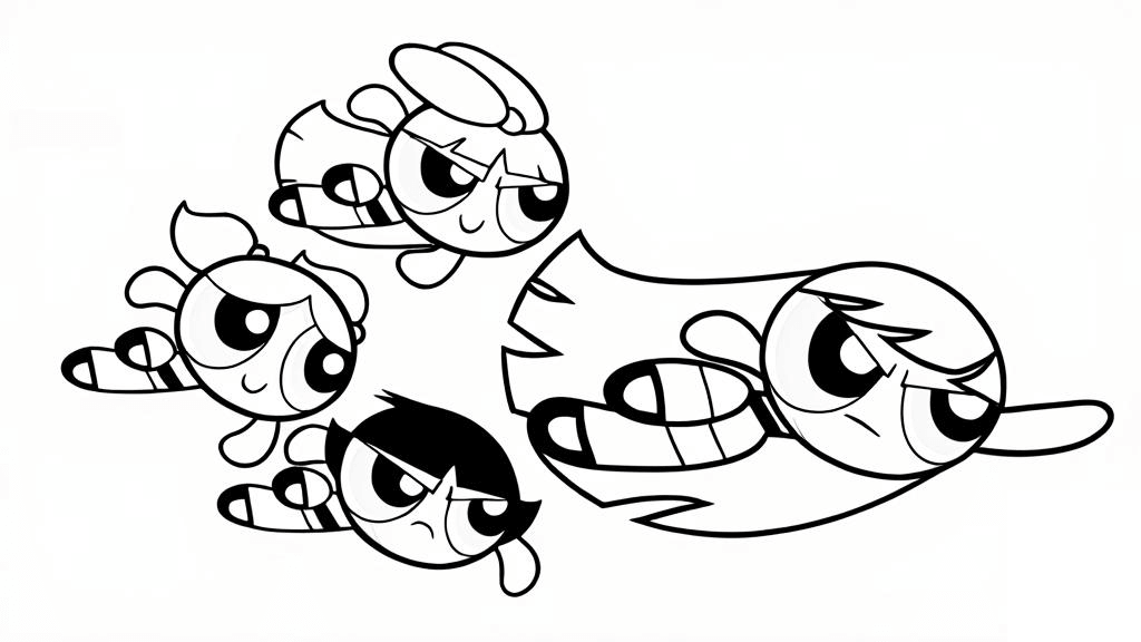 Powerpuff girls mit neuem mitglied ausmalbild zum Ausmalen