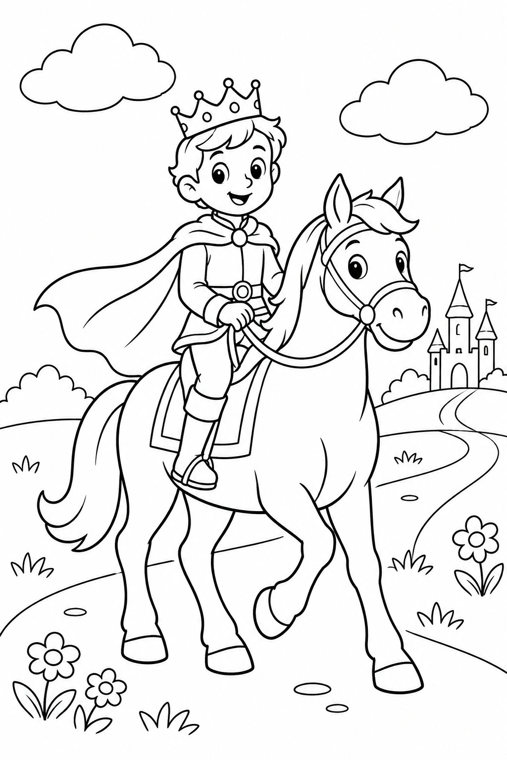 Prinz auf pferd ausmalbild zum Ausmalen