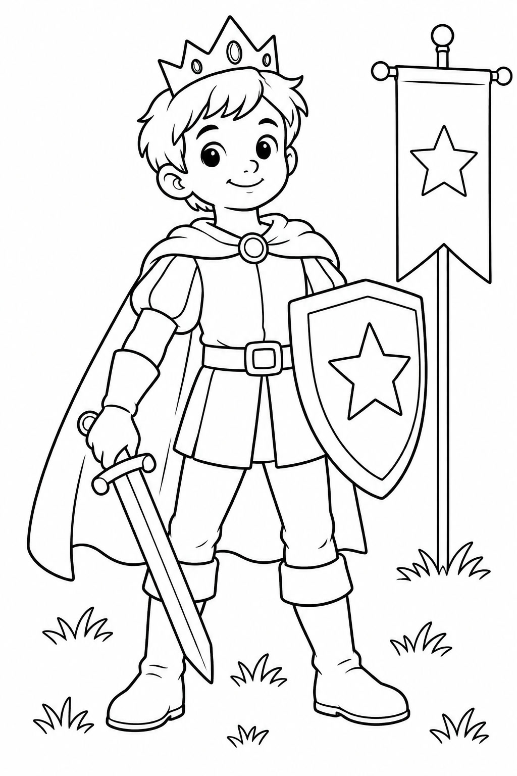 Prinz mit schwert und schild ausmalbild zum Ausmalen
